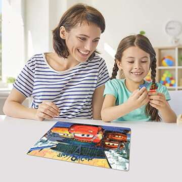 LELEMON Car Jigsaw Puzzles in a Metal Box 60 Pieces Lightning Jigsaw Puzzle for Kids Ages 4-8 Children Learning Educational Puzzles Toys