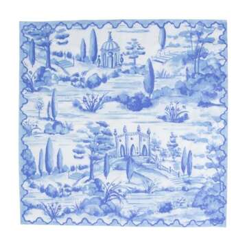 Caspari Tuscan Toile Luncheon Napkins - Elegant Blue Design