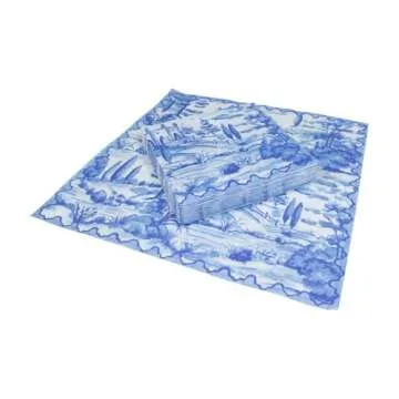 Caspari Tuscan Toile Luncheon Napkins - Elegant Blue Design