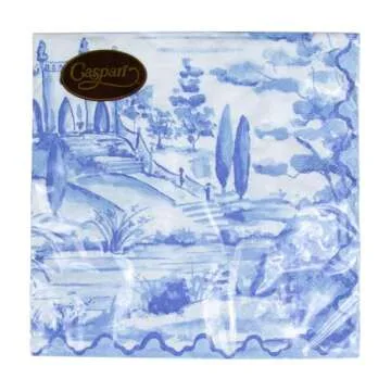 Caspari Tuscan Toile Luncheon Napkins - Elegant Blue Design