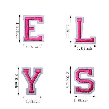 J.CARP 52Pcs Pink Alphabet Patches for Customization