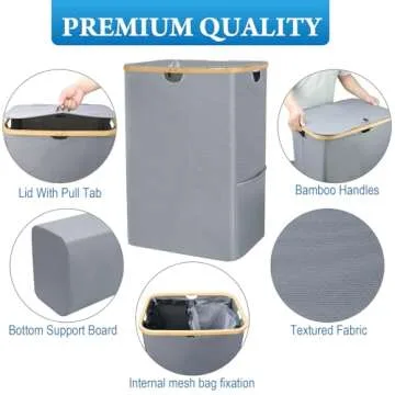 RICOJYCX 160L Double Laundry Hamper with Removable Bags