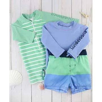 RUGGEDBUTTS® Baby/Toddler Boys Sage Stripe Long Sleeve One Piece Rash Guard - 18-24m
