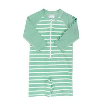 RUGGEDBUTTS® Baby/Toddler Boys Sage Stripe Long Sleeve One Piece Rash Guard - 18-24m