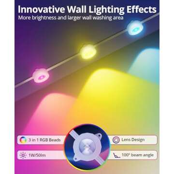 SMAVISTA Smart Permanent Outdoor Lights, 100ft with 72 LED RGB String Lights, IP67 Waterproof Eaves Light with 44 Scene Modes for Halloween Christmas Birthday Holiday Party, APP/Voice/Remote Control
