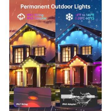 SMAVISTA Smart Permanent Outdoor Lights, 100ft with 72 LED RGB String Lights, IP67 Waterproof Eaves Light with 44 Scene Modes for Halloween Christmas Birthday Holiday Party, APP/Voice/Remote Control