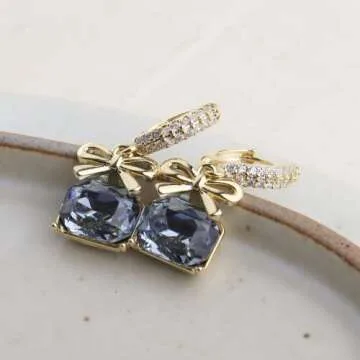 Sonateomber Gold Rhinestone Huggie Earrings for Women