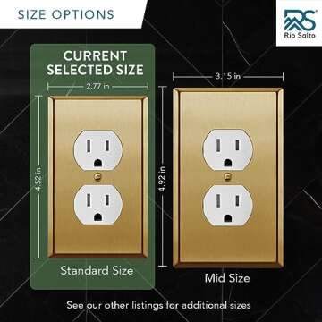 Rio Salto BRASS Metal Duplex Gold Outlet Cover Light Switch Cover Wall Plate Single Duplex Receptacle Wallplate Covers 1 Gang Single Gang Brushed Brass 4.50" x 2.76" 10-Pack Standard Size