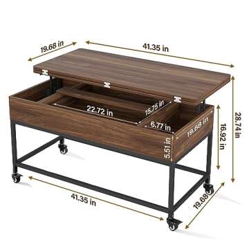 HAIOOU Coffee Table, Coffee Table with Storage Drawer for Living Room, Modern Mid-Century Cocktail Table with Stable Pine Leg for Home Office