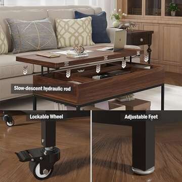 HAIOOU Coffee Table, Coffee Table with Storage Drawer for Living Room, Modern Mid-Century Cocktail Table with Stable Pine Leg for Home Office