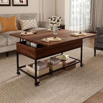 HAIOOU Coffee Table, Coffee Table with Storage Drawer for Living Room, Modern Mid-Century Cocktail Table with Stable Pine Leg for Home Office