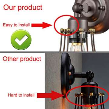 CLAXY Ecopower Light Wire Cage Wall Sconce 2 Pack Industrial Oil Rubbed Bronze Bulb Wall Light