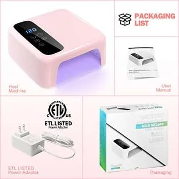 BETE Cordless LED Nail Lamp, Nail Dryer, 72W Rechargeable LED Nail Light, 36 Beads Portable Gel UV Led Nail Lamp with 4 Timer Setting and LCD Display