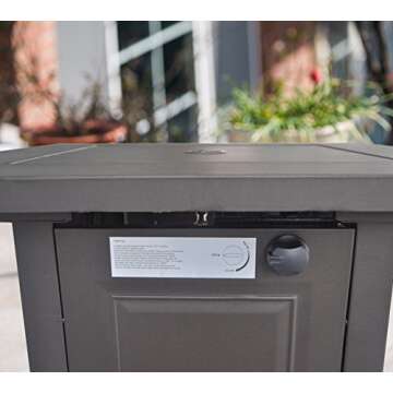 LEGACY HEATING 28-Inch Propane Fire Pit Table, Gas Square Outdoor Fire Table Dinning with Lid, Lava Stone, 50000BTU, ETL Certification, for Outside Garden Backyard Deck Patio