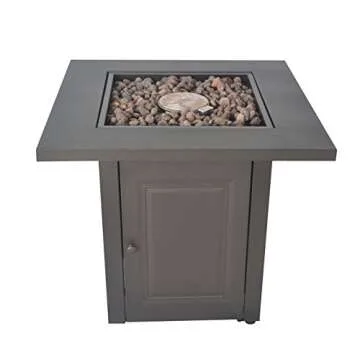 LEGACY HEATING 28-Inch Propane Fire Pit Table, Gas Square Outdoor Fire Table Dinning with Lid, Lava Stone, 50000BTU, ETL Certification, for Outside Garden Backyard Deck Patio