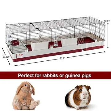 Ferplast Krolik XXL Rabbit Cage w/Wire Extension | Rabbit Cage Includes All Accessories & Measures 63.8L x 23.62W x 19.68H Inches | 1-Year Warranty