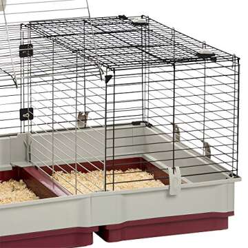 Ferplast Krolik XXL Rabbit Cage w/Wire Extension | Rabbit Cage Includes All Accessories & Measures 63.8L x 23.62W x 19.68H Inches | 1-Year Warranty
