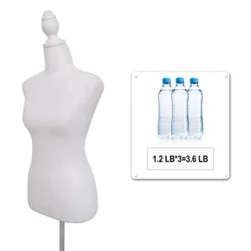 Female Dress Form Mannequin Torso Body with Adjustable Tripod Stand Dress Jewelry Display (White)