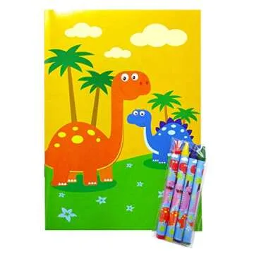 Tiny Mills Dinosaurs Coloring Book Set - 12 Books and 48 Crayons for Kids Party Favors