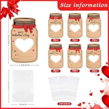 Labrostar 60-Pack Kids Valentine's Day Mason Jar Cards