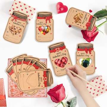 Labrostar 60-Pack Kids Valentine's Day Mason Jar Cards
