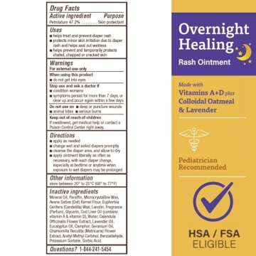 A+D Overnight Healing Diaper Rash Ointment - Soothes, Protects & Relieves Diaper Rash Overnight with...