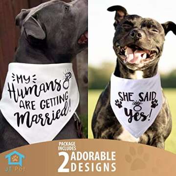JT Pet My Humans are Getting Married & She Said Yes Dog Wedding Bandana Dog Bandana - Dog Wedding Attire Puppy, Dog Handkerchiefs - Wedding Dog Bandana - Dog Engagement Announcement - Save The Date