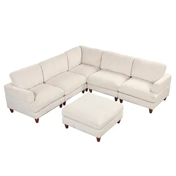 FANYE Oversized Corduroy Modular Sectional Couch for Six