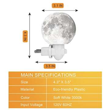 Moon Night Light, Plug in, LED Color Changing Night Light for Kids, 7 Colors Night Lights Plug in Wall, Replaceable Bulb, Moon Wall Nightlight for Children, Kids Bedroom, Hallway, Stairs, Toilet