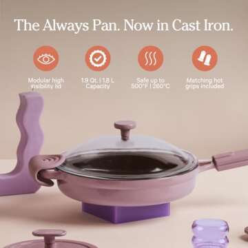 Our Place Cast Iron Always Pan | Premium Enameled, Toxin-Free Surface | 10-inch 8-in-1 Multifunctional Cookware System | Lid, Handle Covers | Heavy Duty Skillet | Oven & High Heat Safe | Lavender