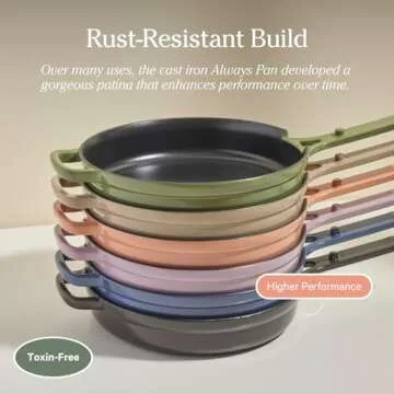 Our Place Cast Iron Always Pan | Premium Enameled, Toxin-Free Surface | 10-inch 8-in-1 Multifunctional Cookware System | Lid, Handle Covers | Heavy Duty Skillet | Oven & High Heat Safe | Lavender