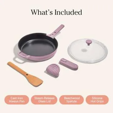 Our Place Cast Iron Always Pan | Premium Enameled, Toxin-Free Surface | 10-inch 8-in-1 Multifunctional Cookware System | Lid, Handle Covers | Heavy Duty Skillet | Oven & High Heat Safe | Lavender