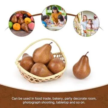 Luckforest Artificial Brown Pears - Set of 6 Realistic Decor