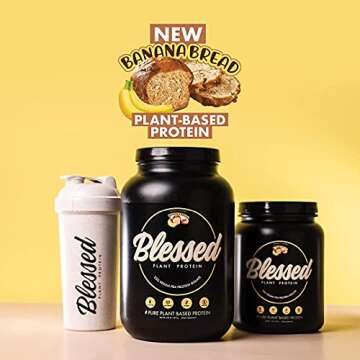 BLESSED Vegan Protein Powder - Plant Based Protein Powder Meal Replacement Protein Shake, 23g of Pea Protein Powder, Dairy Free, Gluten Free, Soy Free, No Sugar Added, 15 Servings (Banana Bread)