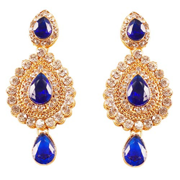 Touchstone Indian Bollywood Desire Chandelier Earrings in Antique Gold Tone