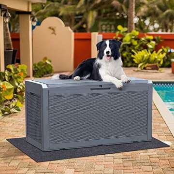 Meitola Outdoor Deck Box Mat，Waterproof and Dustproof Patio Furniture Mat—Backing Prevents Liqui...