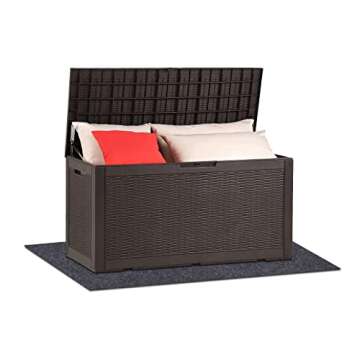Meitola Outdoor Deck Box Mat，Waterproof and Dustproof Patio Furniture Mat—Backing Prevents Liquid Penetration，Soft Material, Outdoor Carport Mat，Non-Slip Backing，Washable (36" x 60")