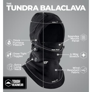 Tough Headwear Balaclava Ski Mask for Cold Weather Protection