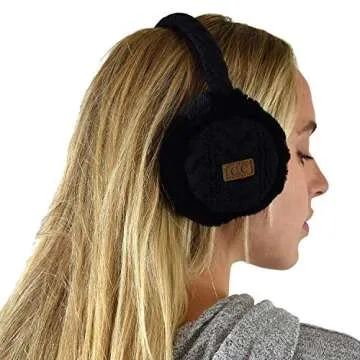 C.C Soft Winter Warm Adjustable Headband Ear Warmer Earmuffs, Black