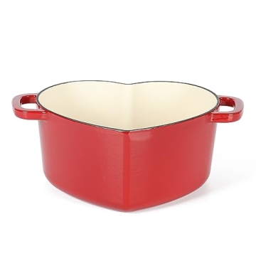Martha Stewart Heart Shaped Cast Iron Dutch Oven Red