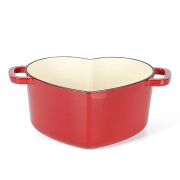 Martha Stewart Heart Shaped Cast Iron Dutch Oven Red