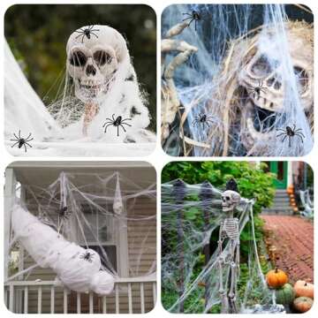GKGG 900 sqft Halloween Spider Webs Decorations with 30 Extra Fake Spiders, Super Practical Spider Web for Halloween Decor Outdoor and Indoor
