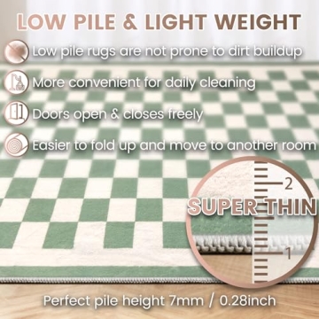 Washable Checkered Rug for Kids and Family