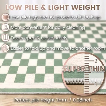 Washable Checkered Rug for Kids and Family