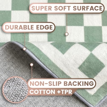 Washable Checkered Rug for Kids and Family