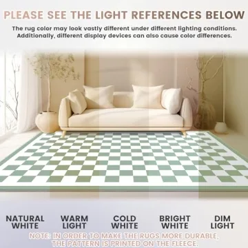 Washable Checkered Rug for Kids and Family