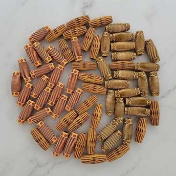 60PCS Dreadlocks Beads Wood-Like Hair Jewerly Imitation Wood Long Tube Beads Hair Accessories for Br...