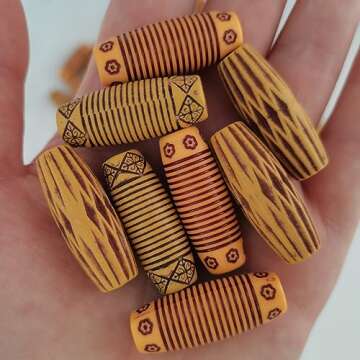 60PCS Dreadlocks Beads Wood-Like Hair Jewerly Imitation Wood Long Tube Beads Hair Accessories for Braids Twists Locs DIY Craft Barrel Beads