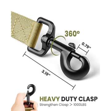 OutdoorMaster Bungee Dog Leash, Heavy Duty Dog Leash with Shock Absorption, 2 Padded Handles Training Leash, Improved Dog Safety and Comfort (Tan, 4 FT)