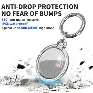 [4 Packs] Waterproof Airtag Keychain & Leather Air Tag Holder, AirTag Case with Key Ring for Apple AirTags, IPX8 Airtag Cover for Wallet, Luggage, Cat, Dog, Pets